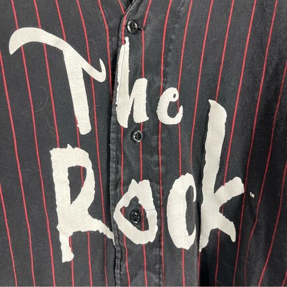 The Rock Baseball Jersey Mens‎ Large Black Red Vintage Stripe The Great 1 Sporty - Picture 3 of 5